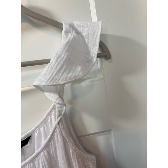 NWT Banana Republic Women's Frill-Sleeve Gauze Tiered Midi Dress White SZ Large - Picture 6 of 10